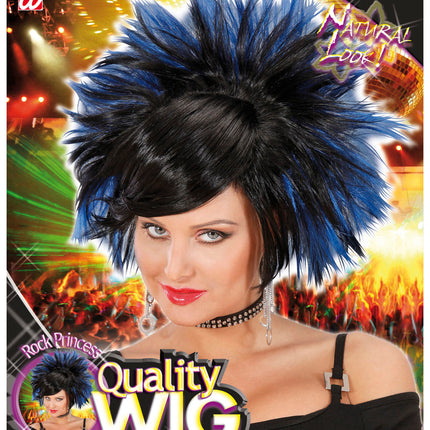 Widmann SRL Pruik Rock Prinses Zwart/Blauw