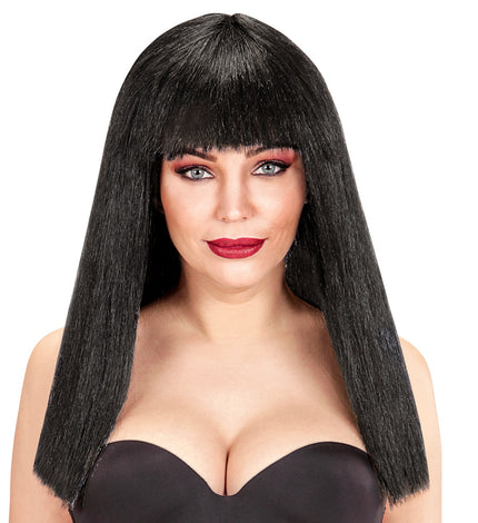 Widmann SRL Pruik stijl haar met pony zwart