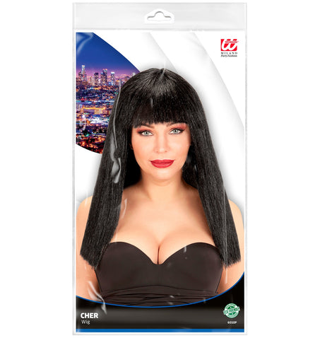 Widmann SRL Pruik stijl haar met pony zwart