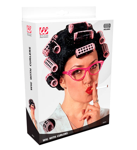 Widmann SRL Pruik Vanity Met Krulspelden (In Plastic Doos)