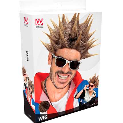 Widmann SRL Punk rocker pruik met spikes