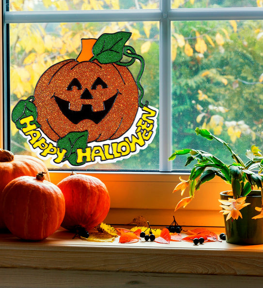 Widmann SRL Raamsticker Happy halloween pompoen