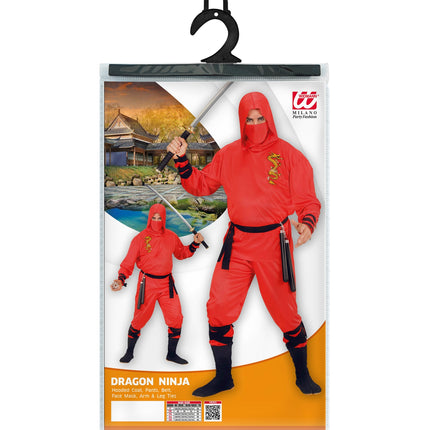 Widmann SRL Red Dragon Ninja pakken voor volwassenen