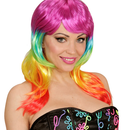 Widmann SRL Regenboog kleuren pruiken