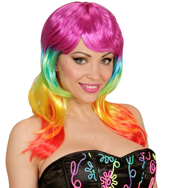 Widmann SRL Regenboog kleuren pruiken
