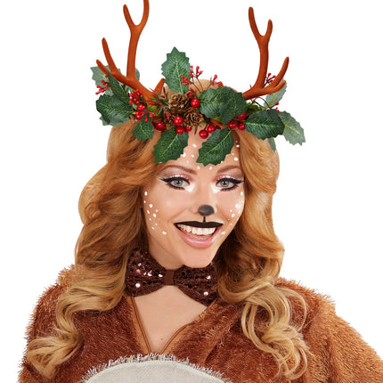 Widmann SRL Rendier hoorns met hulst en dennenappels