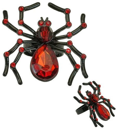 Widmann SRL Ring spin met rode edelstenen en strass