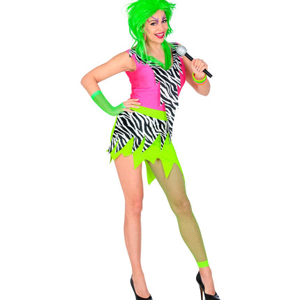 Widmann SRL Rock kostuum zebra neon jaren 80 dames