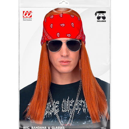 Widmann SRL Rockster pruik met Bandana en bril
