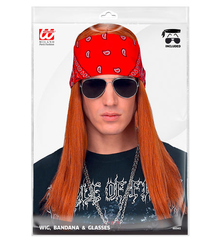 Widmann SRL Rockster pruik met Bandana en bril