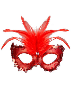 Widmann SRL Rode baronessen oogmaskertjes met veertjes
