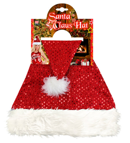 Widmann SRL Rode glitter kerstmuts