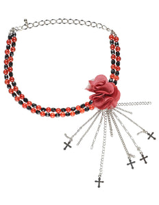 Widmann SRL Rode gothic ketting met roos