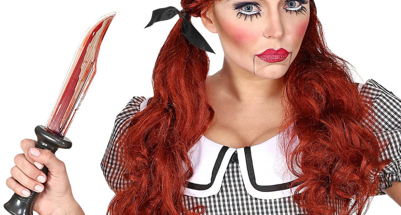 Widmann SRL Rode halloween pruik met twee staartjes