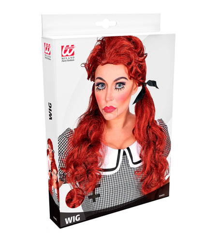 Widmann SRL Rode halloween pruik met twee staartjes