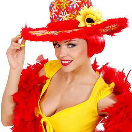 Widmann SRL Rode hoed Ibiza met zonnebloem