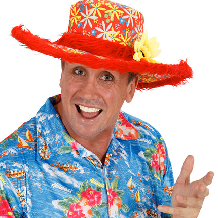 Widmann SRL Rode hoed Ibiza met zonnebloem