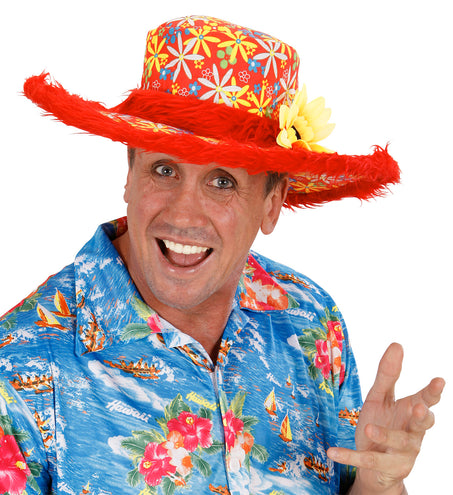 Widmann SRL Rode hoed Ibiza met zonnebloem