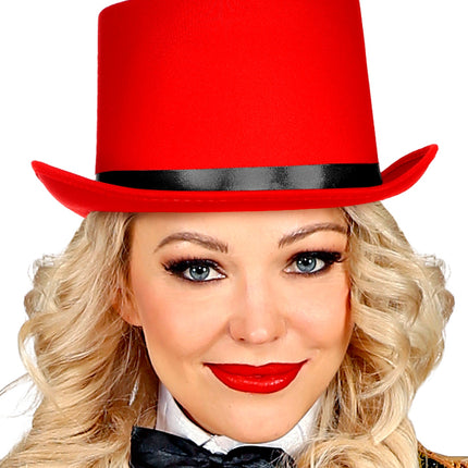 Widmann SRL Rode hoge hoed met zwarte band