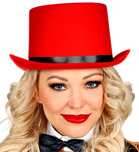 Widmann SRL Rode hoge hoed met zwarte band