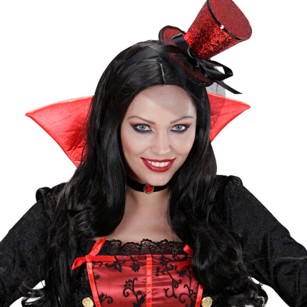 Widmann SRL Rode Mini Hoge Hoed Met Sluier