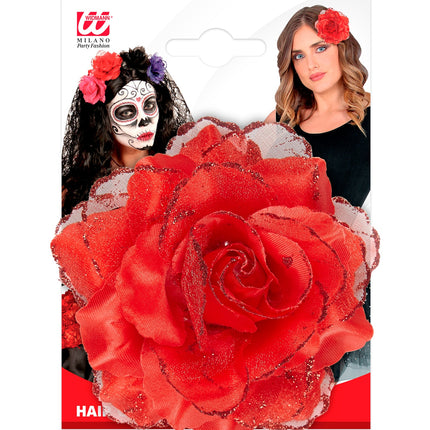 Widmann SRL Rode roos haarclip