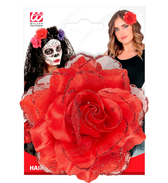 Widmann SRL Rode roos haarclip