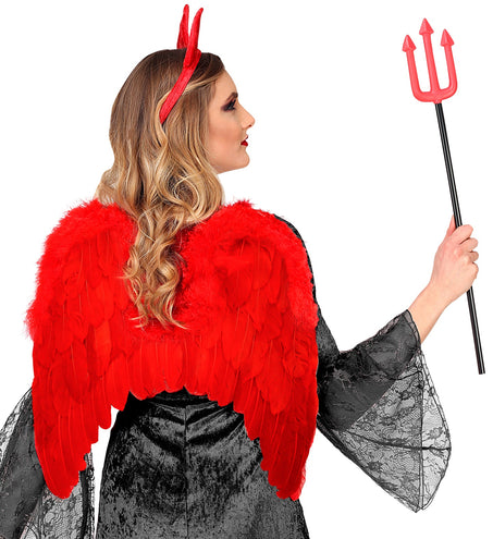 Widmann SRL Rode vleugels met marabou en glitters