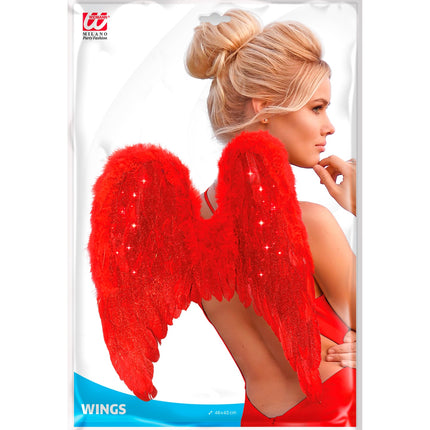 Widmann SRL Rode vleugels met marabou en glitters