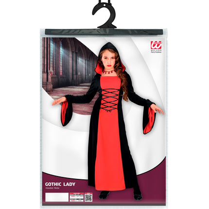 Widmann SRL Rood met zwarte Gothic lady jurk voor kids