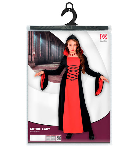 Widmann SRL Rood met zwarte Gothic lady jurk voor kids