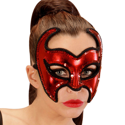 Widmann SRL Rood metallic duivelsmasker
