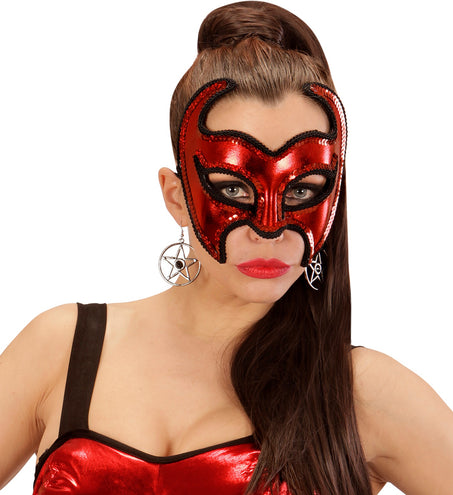 Widmann SRL Rood metallic duivelsmasker