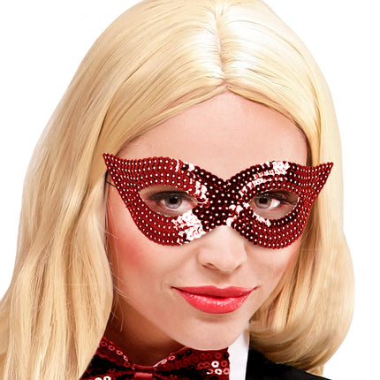 Widmann SRL Rood oogmasker pailletten