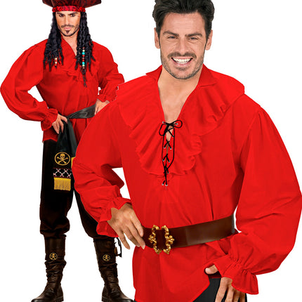 Widmann SRL Rood piratenshirt volwassenen