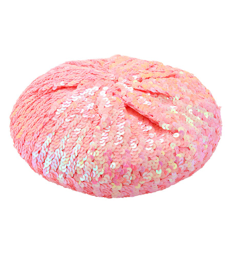 Widmann SRL Roze baret pailletten glitter muts