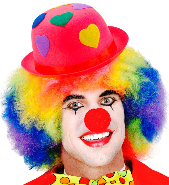 Widmann SRL Roze bolhoed clown met hartjes