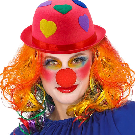 Widmann SRL Roze bolhoed clown met hartjes