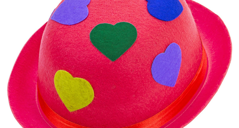 Widmann SRL Roze bolhoed clown met hartjes