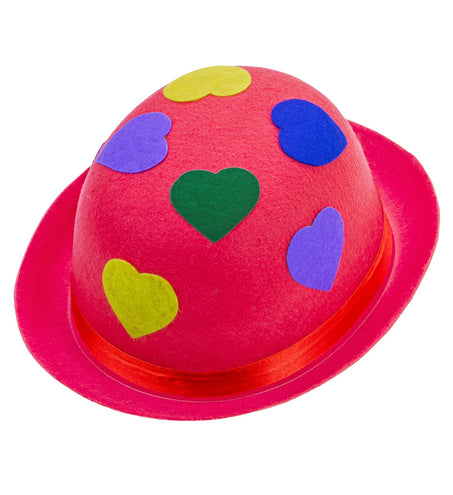 Widmann SRL Roze bolhoed clown met hartjes