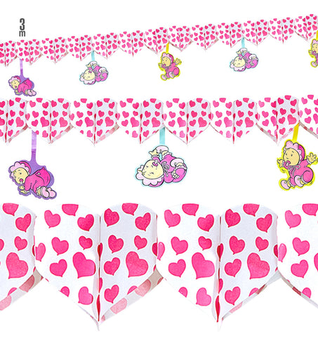 Widmann SRL Roze hartjes slingers voor geboorte