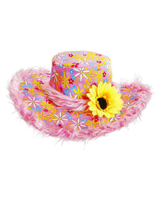 Widmann SRL Roze hoed Ibiza met zonnebloem