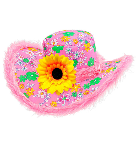 Widmann SRL Roze hoed Ibiza met zonnebloem