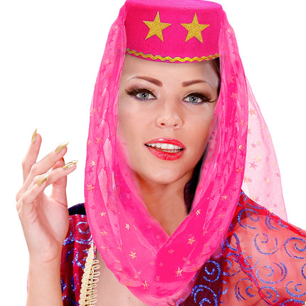 Widmann SRL Roze hoed met sluier Haremdanseres