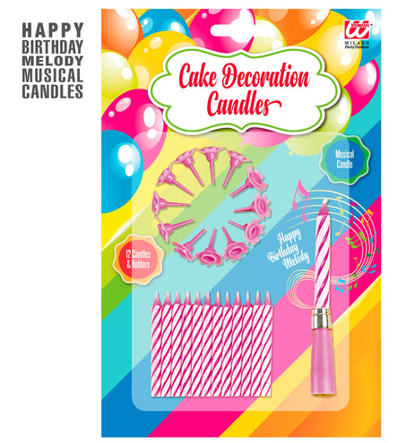 Widmann SRL Roze kaarsjes met houder en muziek