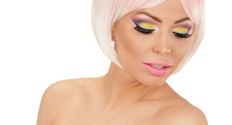 Widmann SRL Roze met witte boblijn pruikjes