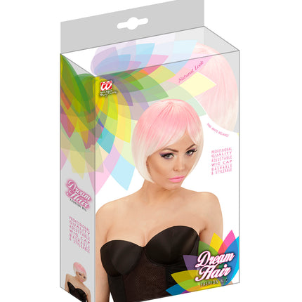 Widmann SRL Roze met witte boblijn pruikjes