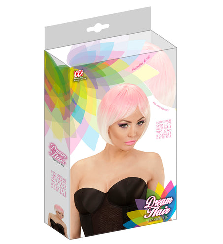 Widmann SRL Roze met witte boblijn pruikjes