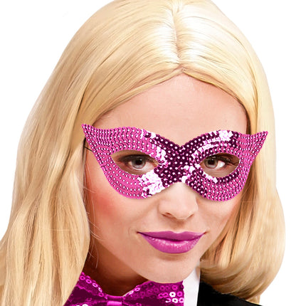 Widmann SRL Roze oogmasker pailletten