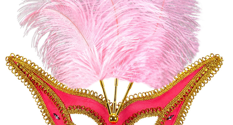 Widmann SRL Roze oogmaskers met veertjes